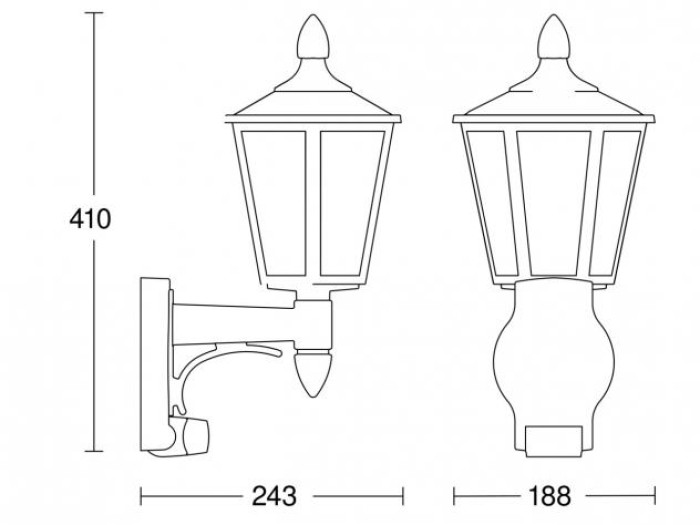 Steinel Außenleuchte L 15 S schwarz, Wandleuchte mit 180° Bewegungsmelder, max. 10 m Reichweite, klassisches Design Schwarz Mit Bewegungsmelder Single 6178